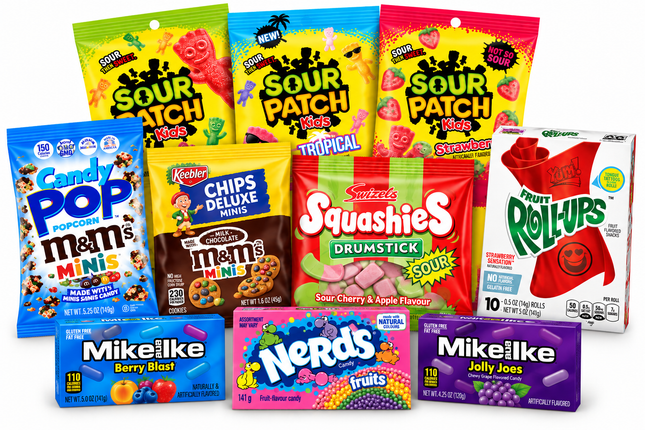 Assorted American candy bundle from Mijn winkel, featuring colorful sweets and treats in a vibrant display.