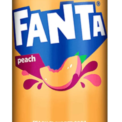 Fanta Peach 355ml bottle with peach flavor and orange-colored soda in clear plastic bottle, brand Mijn winkel.
