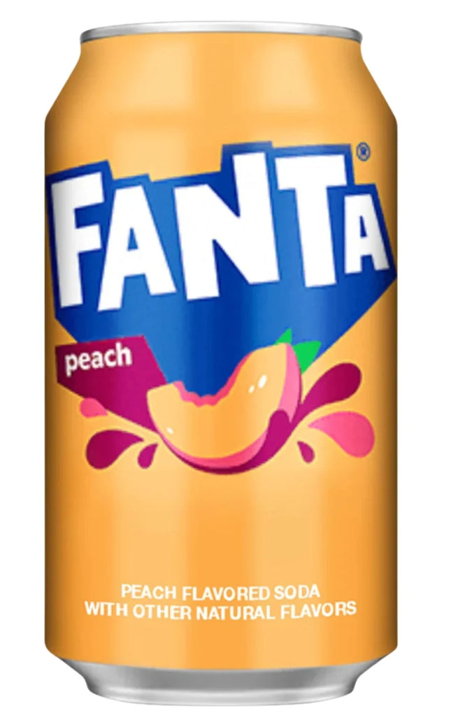 Fanta Peach 355ml bottle with peach flavor and orange-colored soda in clear plastic bottle, brand Mijn winkel.