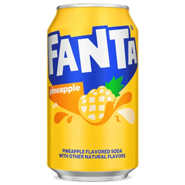 Fanta Pineapple 355ml bottle from Mijn winkel, showing the colorful label and clear carbonated pineapple-flavored soda