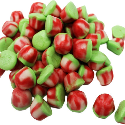 Watermelon twist kisses candy from Mijn winkel featuring colorful, fruity jelly candies shaped in watermelon twists.