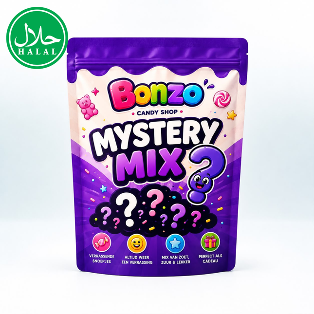 Colorful Mystery Mix bonbons from Mijn winkel, assorted candies in vibrant packaging, perfect for sweet gift-giving or treats.
