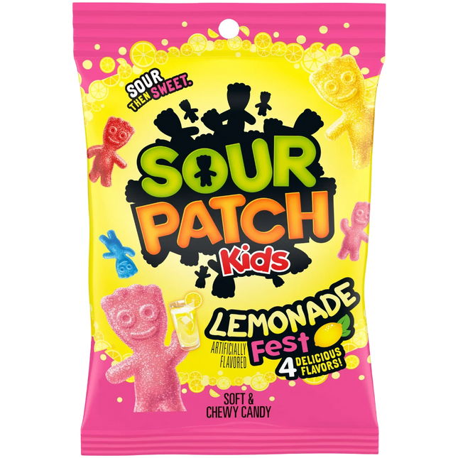 Sour Patch Kids Lemonade Fest 102g candy bag with colorful lemon-flavored sour gummy candies from Mijn winkel