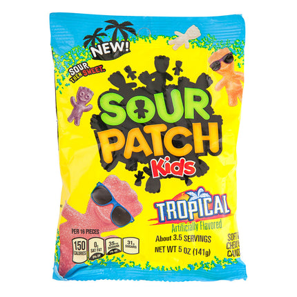 Colorful Sour Patch Kids Tropical gummy candies in a 160g bag, featuring bright tropical fruit flavors by Mijn winkel.