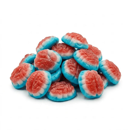Colorful jelly brains candy from Mijn winkel, featuring vibrant, brain-shaped jelly sweets with a glossy, textured surface.